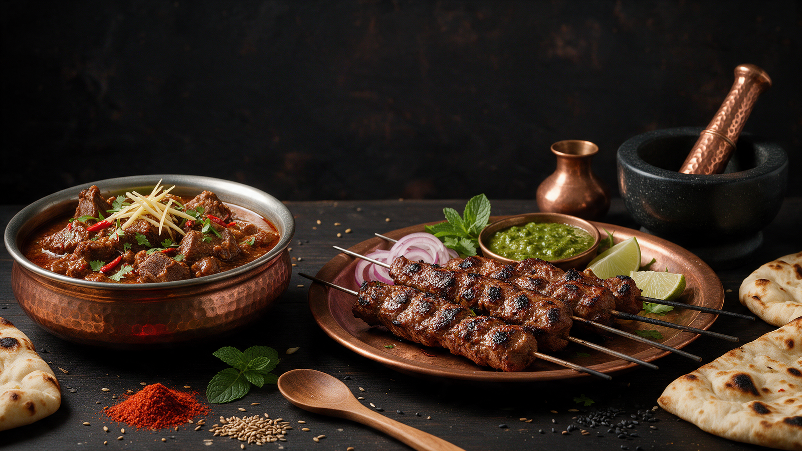 Wide banner — grilled lamb chops or lamb tikka, 1920×700px.